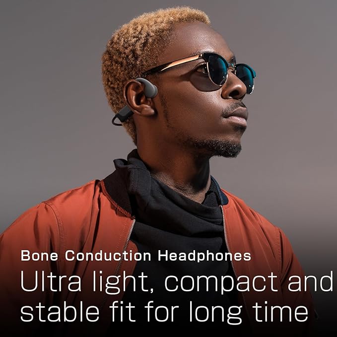 Bone Conduction Headphones, Open-Ear Bluetooth Wireless Earphones with Mic, 8H Battery Life, Waterproof for Running, Cycling & Training