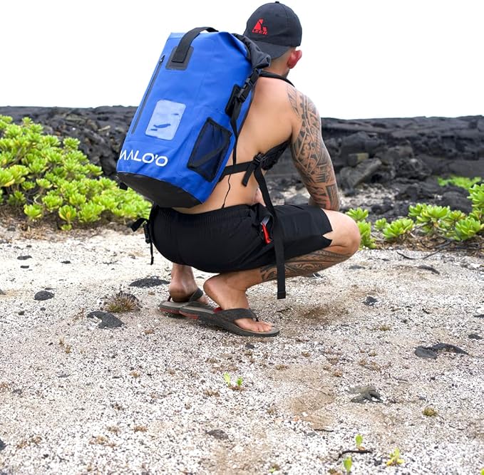 Malo?™o DryPack 30L Waterproof Backpack, Roll-Top Dry Bag Backpack with Padded Straps, Floating Design for Beach, Kayaking, Fishing, Boating, Travel, and Water Sports, Dark Blue