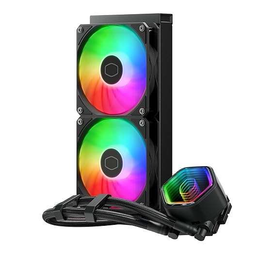 Cooler Master 240 Core II Liquid CPU AIO Cooler ??240mm Radiator, Dual ARGB PWM Fans, Infinity Mirror Dual-Chamber Pump, Quiet Cooling & Easy Installation, AMD AM5/AM4 & Intel LGA 1851/1700, Black