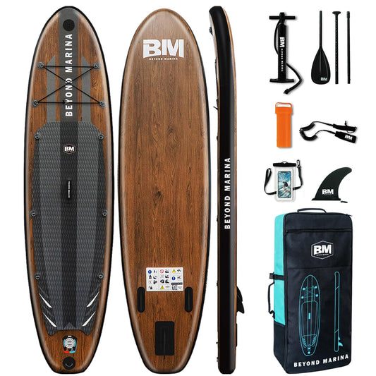 BM Paddle Board Inflatable Stand Up Paddle Board, SUP Paddleboard for Adult, Premium Accessories | Non-Slip EVA Deck & Foam Handles, Camera Mount, Double Action Pump, 85L Travel Backpack