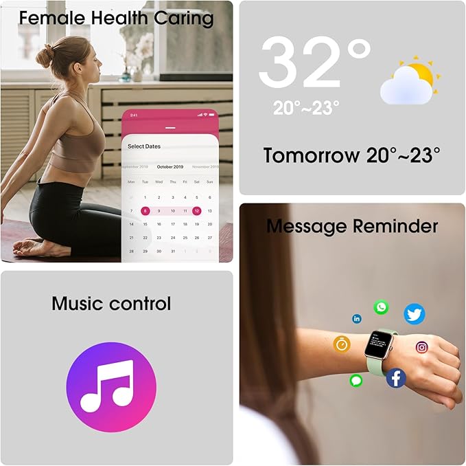 Smart Watch, Fitness Tracker with Heart Rate Monitor, Blood Oxygen, Sleep Tracking, 41mm Smartwatch Waterproof with Pedometer for Women Men Watch Compatible with Android iOS Phones