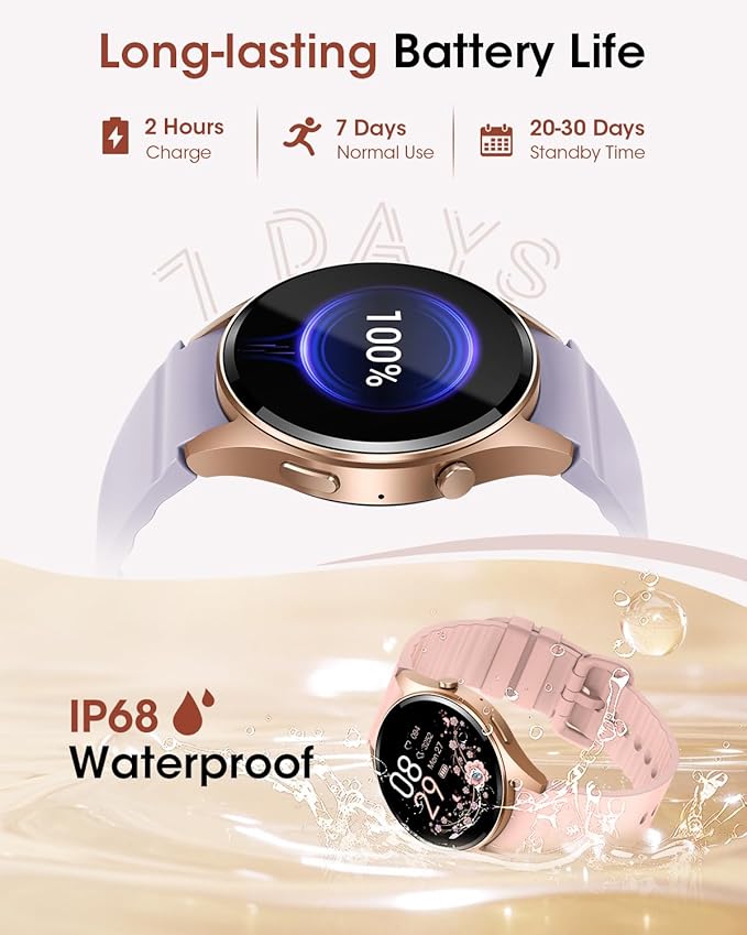 Smart Watches for Men/Women, 1.26" HD Smart Watch for Android Phones & iPhones (Make/Answer Calls), IP68 Fitness Watch for Women/Men with 110+ Sport Modes, Heart Rate Monitor, Sleep Tracker, Gift