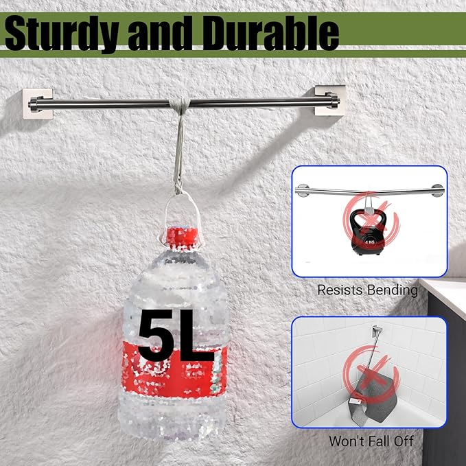 Miyili Bathroom Towel Bar 18-Inch, SUS304 Stainless Steel Wall Mounted Towel Holder, Rustproof Towel Hanger, Single Bar Bathroom Accessories, Polished, 2-Pieces