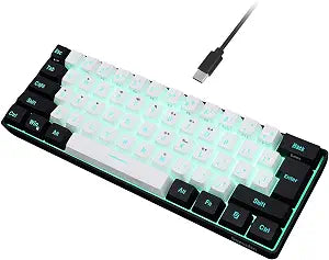 Snpurdiri 60% Wired Gaming Keyboard, 61 Keys RGB (Black-White)
