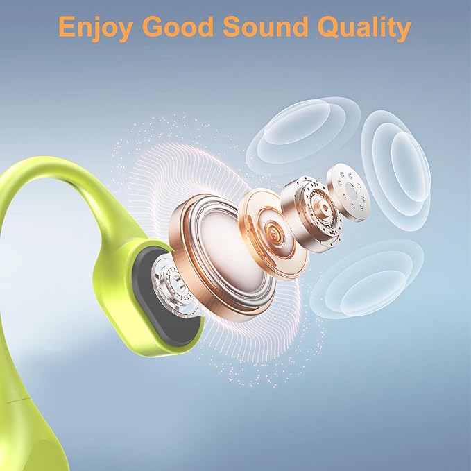 IP68 Waterproof Swimming Headphones, Bone Conduction Liquid Silicone Bluetooth Headphones, Built-in 32GB MP3 Player, Soft and Lightweight Open-Ear Design, Ideal for Swimming/Marathons/Cycling(Neon)