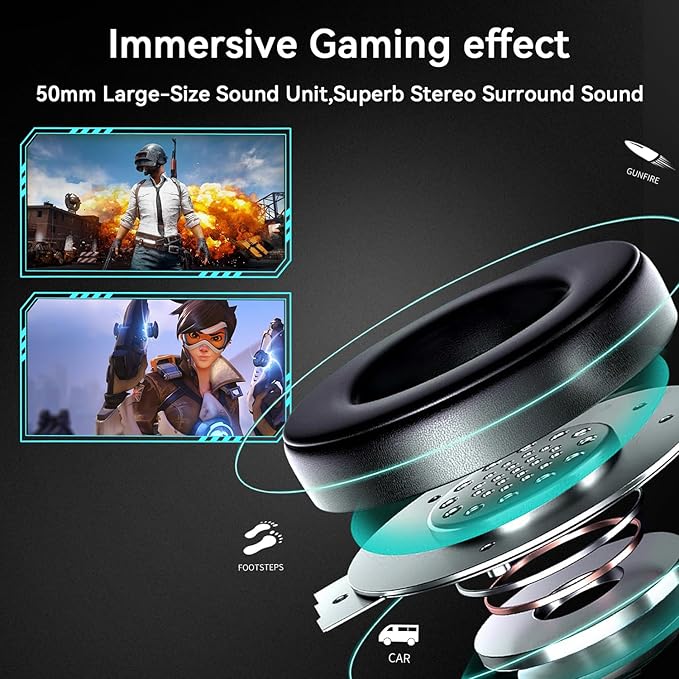 Gaming Headset for PC/PS4/PS5/Xbox One/Switch, Stereo Surround Sound Gaming Headphones with Noise Canceling Flexible Mic, Computer Headset with 3.5mm Jack(Black)