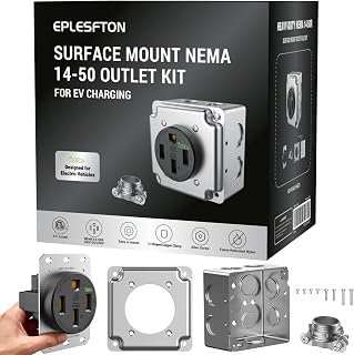 Nema 14-50 EV Outlet with Surface Mount Box Kit, 50 amp EV Charging Straight Blade Device Receptacle Heavy Duty, Industrial Grade, 3-Pole 4-Wire Grounding, 50A 125/250V,ETL Listed,Black - Image 1