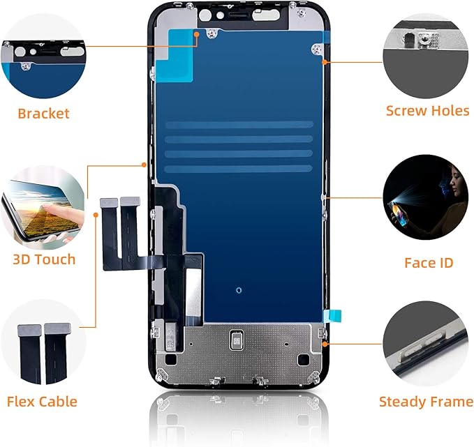 for iPhone 11 Screen Replacement 6.1 3D Touch Screen LCD Display Digitizer for A2111, A2223, A2221 Cell Phone Repair Kits+ Waterproof Frame Adhesive Sticker+Screen Tempered Protector+Face ID