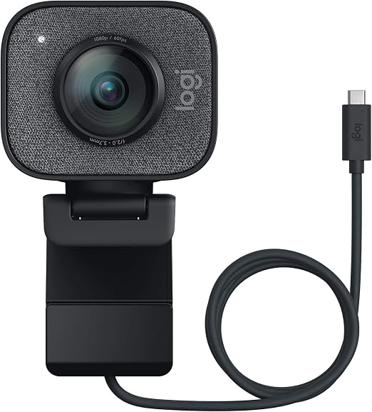 Logitech 2022 StreamCam 1080P HD 60fps Streaming Webcam Full HD Camera with USB-C & Integrated Microphone for Live Streaming and Content Creation - Graphite - 960-001280 (Renewed)
