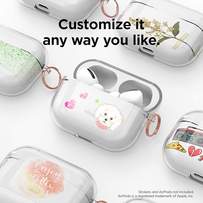 elago Compatible with AirPods Pro Case Clear - High Rating, TPU Transparent Shockproof, Protective Case Cover with Keychain, Gel Tape Included, Wireless Charging [Transparent]