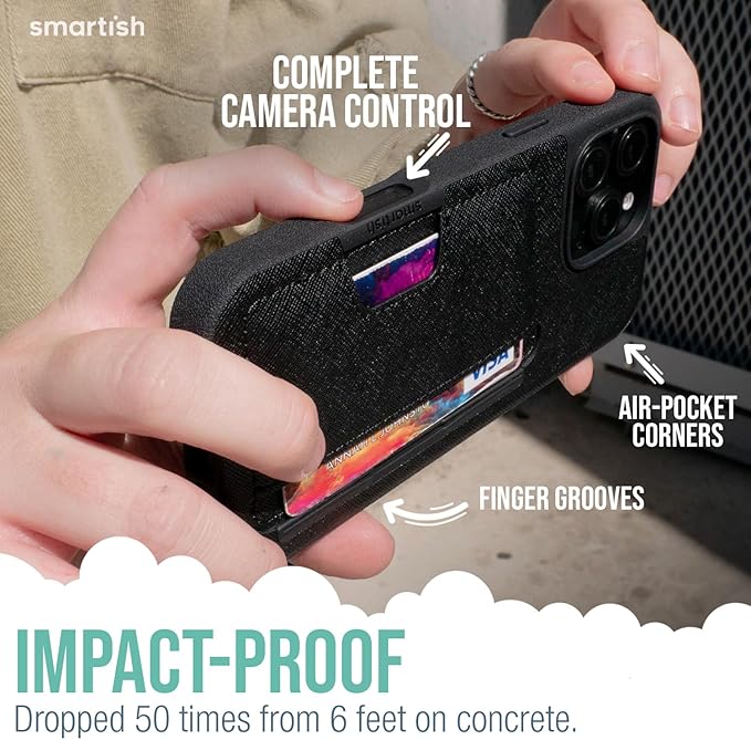 Smartish® iPhone 16 Pro Wallet Case - Wallet Slayer Vol. 2 [Slim + Protective] Credit Card Holder w/Kickstand - Drop Tested Hidden Card Slot Cover Compatible w/Apple iPhone 16 Pro - Custom Prints