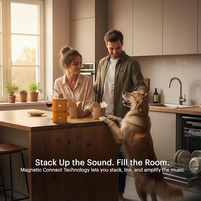 KODAK SOUNDBRIX Magnetic Splittable Bluetooth Speaker for Men Women Teens Boys Girls Portable Wireless Pairing White Elephant Gifts for Adults Up to 5H Playtime for Home Outdoor
