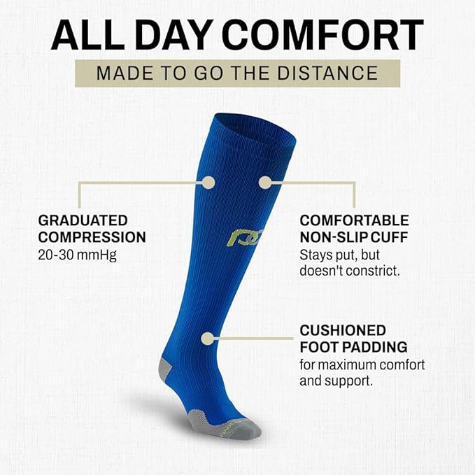 PRO Compression Running Marathon Socks - Calf-Length Travel and Sports Compression Socks for Foot and Ankle Support, Unisex