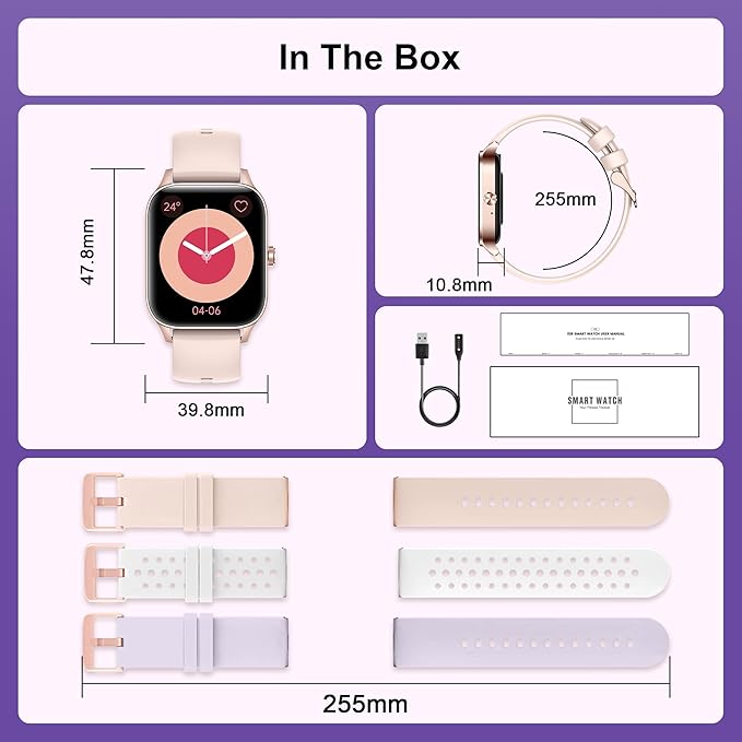 Smart Watches for Women,1.85" Fitness Tracker Watch Answer/Make Call,IP68 Waterproof Fitness Watch with Sleep/Step/Heart Rate/SpO2 Monitor, 120+ Sport Modes Smartwatch for Android iOS