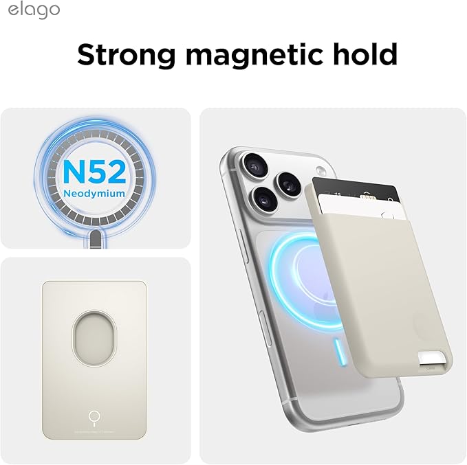elago Magnetic Wallet Card Holder 2-Cards Compatible with MagSafe for iPhone - Secure Phone Wallet, Long Last Silicone, Scratch and Damage Protection