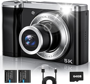 CAMKORY 5K Vlogging Camera 56MP Digital Camera 10x Optical Zoom