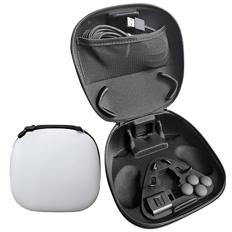 Carrying Case + Accessory Kit for DualSense Edge Controller for PS5 Video Game Console– Includes Charging Cable, Cable Locker, Thumbstick Caps & Metallic Back Paddles (White) Video Game Console