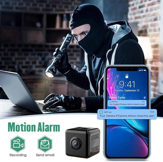 Mini Camera WiFi, Mini Camera, 1080P HD Nanny Cam Night Vision Indoor Outdoor IP Camera for Baby/Pet, Remote Viewing for Home Security with iOS,Android Phone APP