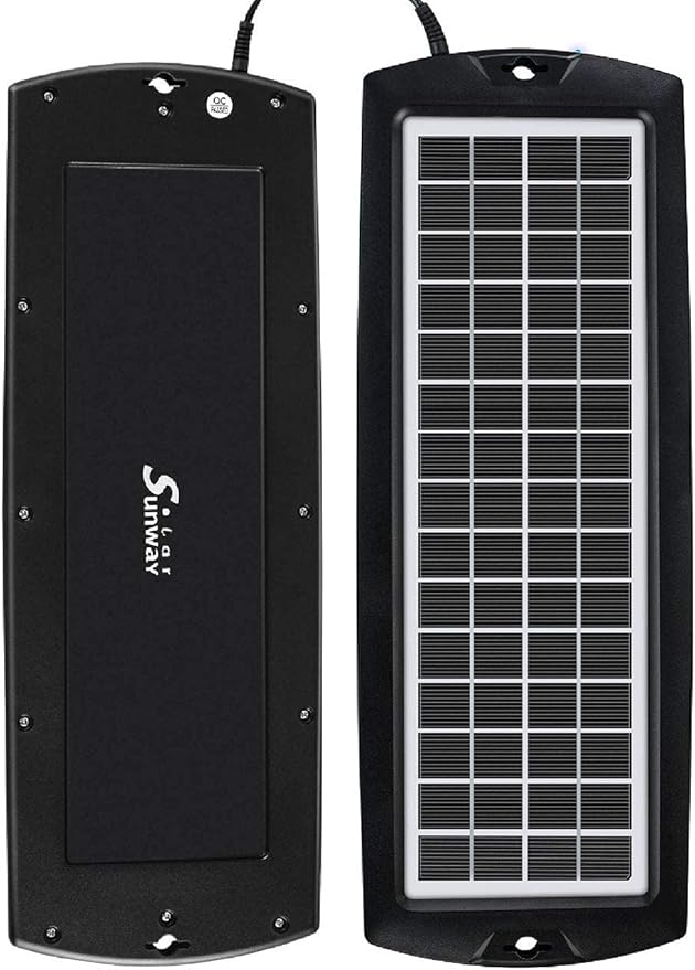 Sunway Solar Car Battery Trickle Charger & Maintainer 5W Solar Panel Power 12V Charger kit Portable Waterproof for Automotive RV Marine Boat Truck Motorcycle Trailer Tractor Powersports Snowmobiles