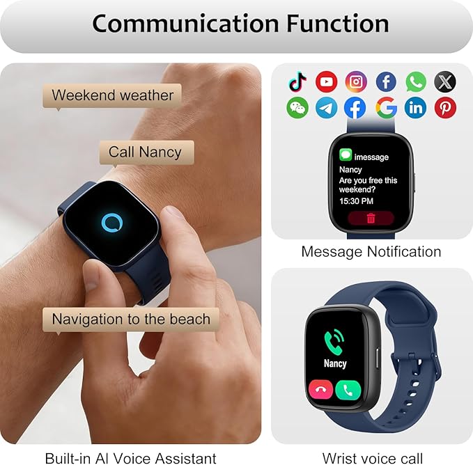 Smart Watch (Answer/Make Call) for iPhone&Android, 1.83" Smartwatches with Sleep Monitor Heart Rate Activity Tracking, IP68 Waterproof, Fitness Tracker 100+Sport, Reloj Inteligente 30 Day+Battery Life
