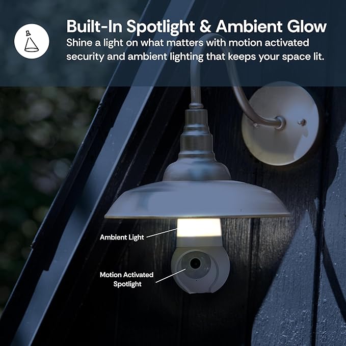 Luna Light Bulb Security Cameras Wireless Outdoor Indoor, 360° Pan Tilt, Color Night Vision, LED Bulb & Spotlight, 2.4GHz 5GHz Wi-Fi 6, Porch Light Cameras for Home Security (2026 Upgrade Version)