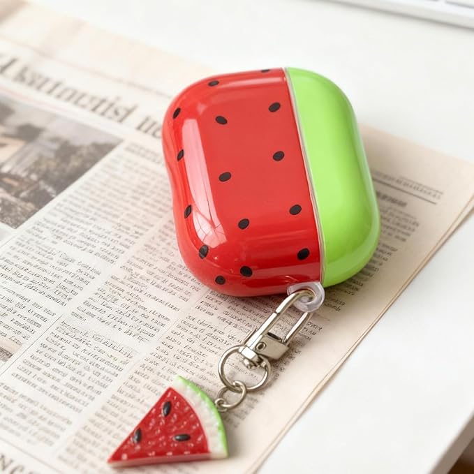 for AirPods Pro 3 Case 2025 - Cute 3D Watermelon IMD Fruit Design for Air pod Pro 3 Cover with Keychain,Soft Shockproof Silicone Cover for Airpods Pro 3 Gen, for Girls Women