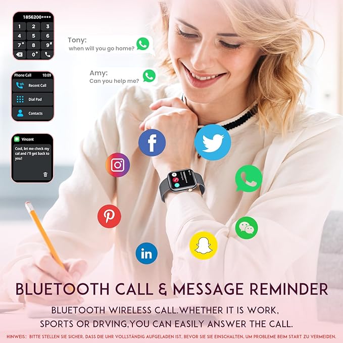 Smartwatch Women Fitness Tracker Watch: Black Smart Watches for Women Make Answer Bluetooth Call Android Phones iPhone Compatible 123+ Sport Modes IP68 Waterproof Digital Pedometer Heart Rate Monitor