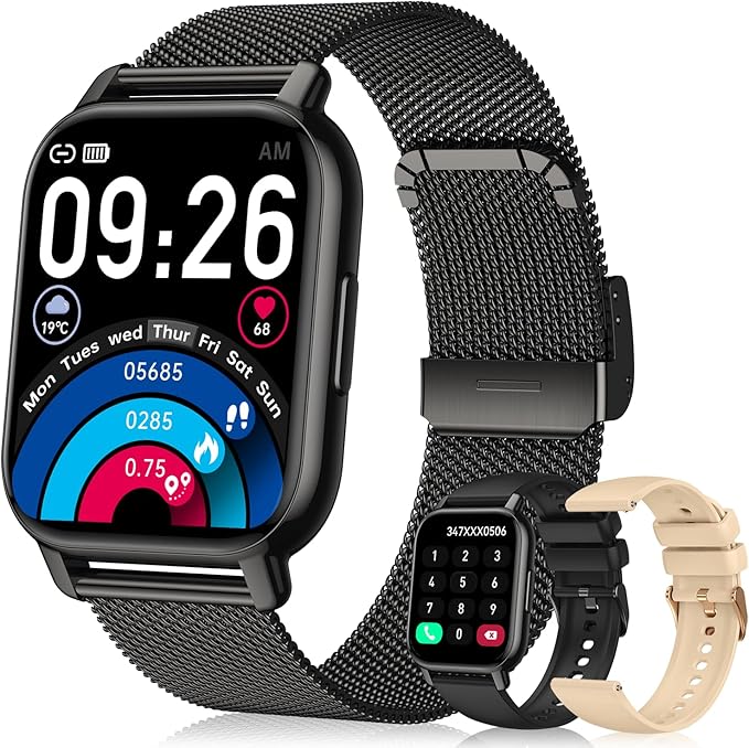Smart Watch for Women, Smartwatch Fitness Tracker with Bluetooth Calls & AI Voice Control, 1.85’’ HDScreen, Heart Rate/SpO2 Monitor, Sleep Tracker, Compatible with Android iOS