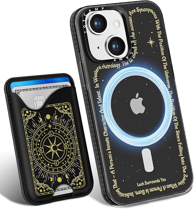 Toycamp for iPhone 15 Plus Case - Compatible with Magsafe Credit Card Holder Wallet Magnetic Cute Women Teen Girls Kawaii Girly Unique Stars Design Phone Cover for Apple 15 Plus 6.7"