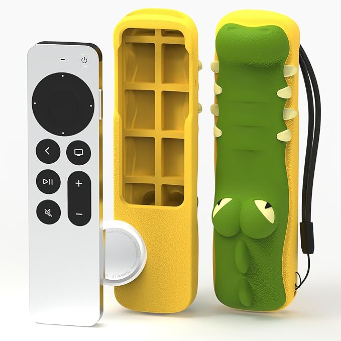 SIKAI CASE Silicone Case Fit Designed for Apple TV 4K 2021/2022 Siri Remote Protective Case with Shockproof Compatible with AirTag (Crocodile)