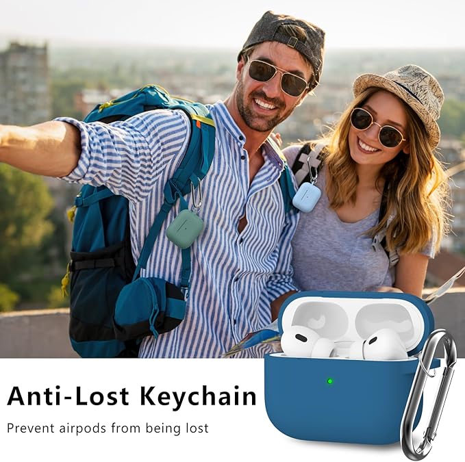 Ljusmicker for AirPods Pro Case Cover with Cleaner Kit,Silicone Protective Cases for Apple AirPod Pro 2nd/1st Generation Case for Women Men,AirPods Pro 2 Case Accessories with Keychain-Cobalt Blue
