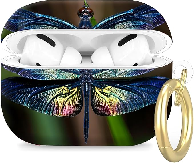 Compatible with Airpod Pro 2nd/1st Generation,360° Full Protection Cover for Girl Women,Cute Accessories Hard Case Portable & Shockproof for Airpod Pro 2nd Charging Case 2023/2022/2019(Dragonfly)