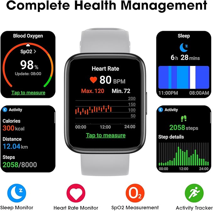 Pedometer Watch Senior Friendly No App/Phone Required, Waterproof Fitness Tracker Watch with Step Counter Calories/Sleep Tracker for Walking Running for Men Women