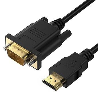 HDMI to VGA Cable 6 Feet, Computer HDMI to VGA Monitor Cable 1080P@60Hz Video Cord (Male to Male) Compatible for Computer, Desktop, Laptop, PC, Monitor, Projector, HDTV and More, Uni-Directional