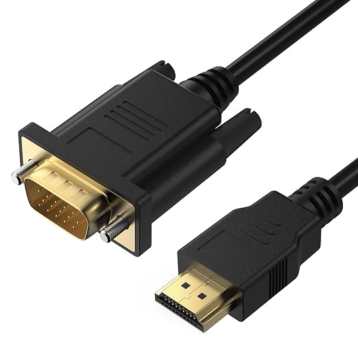 HDMI to VGA Cable 6 Feet, Computer HDMI to VGA Monitor Cable 1080P@60Hz Video Cord (Male to Male) Compatible for Computer, Desktop, Laptop, PC, Monitor, Projector, HDTV and More, Uni-Directional