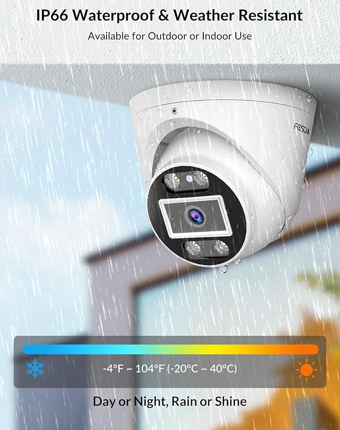 FOSCAM 4K 8MP Security IP POE Cameras, T8EP UltraHD Home Surveillance Security Camera Outdoor with Two-Way Audio, 66ft Color Night Vision, Human/Vehicle Detection, IP66 Waterproof