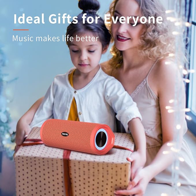 HEYSONG Portable Bluetooth Speaker, Waterproof Wireless Shower Speakers with Good Bass, IPX7 Floating, 5000mAh, TF Card, Loud Sound for Beach, Pool, Kayak Accessories, Gifts for Women-Papaver red