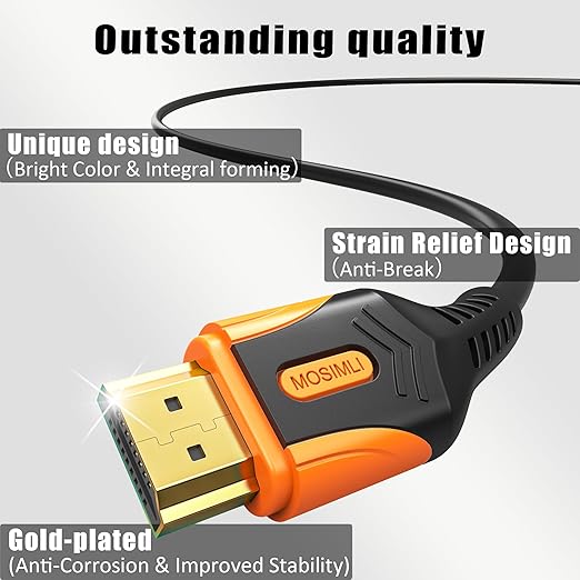 4K HDMI Cable 15 FT, 5-Pack, High Speed 18Gbps in-Wall CL3 Rated HDMI 2.0 Cord, Support 4K@60Hz & 2K@240Hz, HDR10, ARC, Dolby, DTS, HDCP 2.2 for TV, Monitor, PC, Laptop, PS5, Xbox, Projector