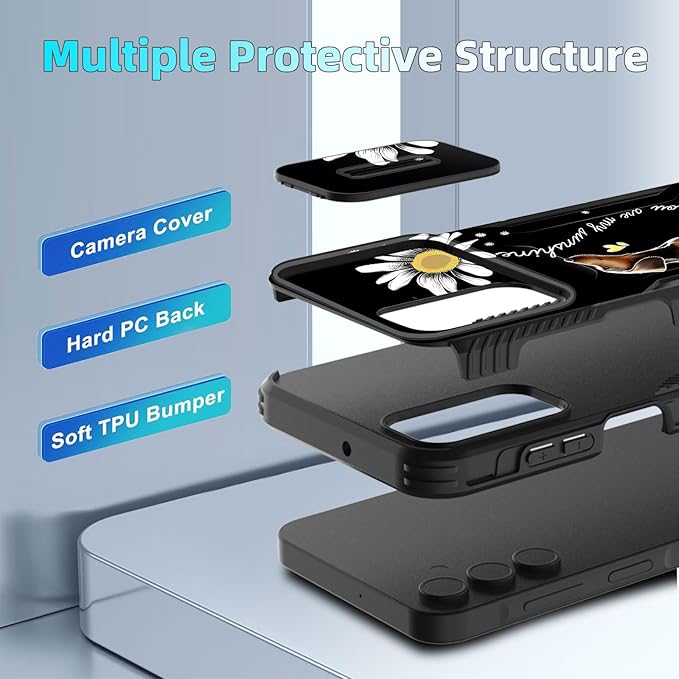 for Galaxy A15 5G Case Built in Slide Camera Lens Cover,Heavy Duty Shockproof Protection Dual Layer Case for Samsung Galaxy A15 5G 6.5 inch 2024,You are My Sunshine Dachshund