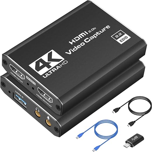 Capture Card 4K HDMI Video Streaming to USB 3.0 1080P 60FPS Capture Device