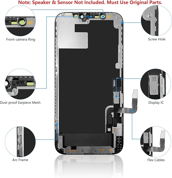 for iPhone 12/12 Pro Screen Replacement 6.1", Bsz4uov 3D Touch Screen LCD Display Digitizer for 12/12 Pro Cell Phone Repair Kits+Waterproof Frame Sticker+Tempered Protector