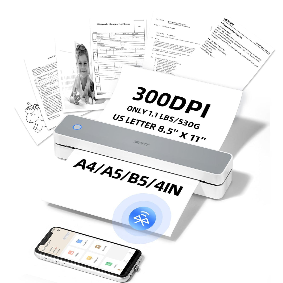 iDPRT Portable Thermal Printer Wireless for Travel, Inkless Small Printers