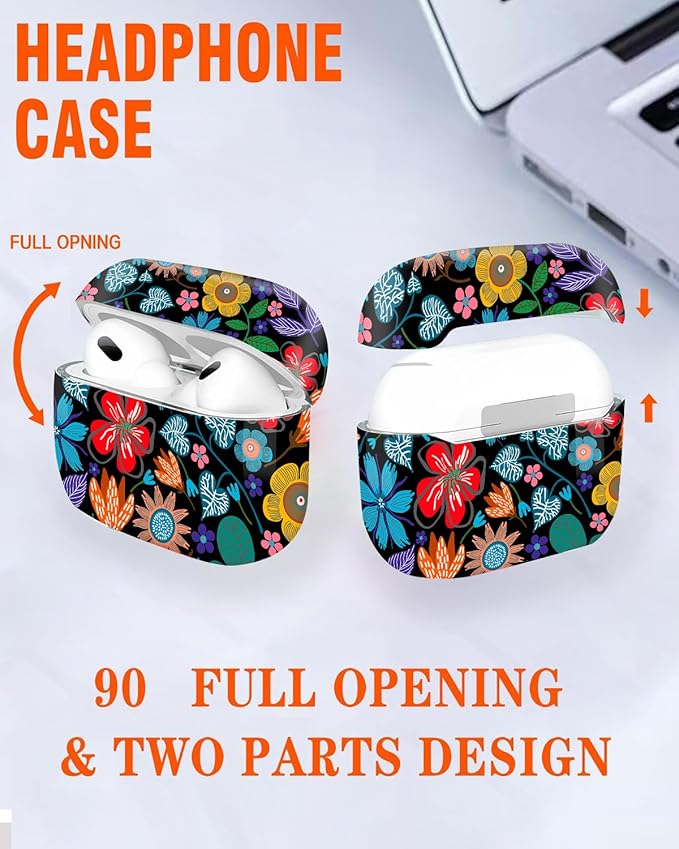 Compatible with Airpod Pro 2nd/1st Generation,Full Protection Cover for Women,Accessories Hard Case Portable & Shockproof for Airpod Pro 2nd Charging Case 2023/2022/2019(Colorful Red Floral)