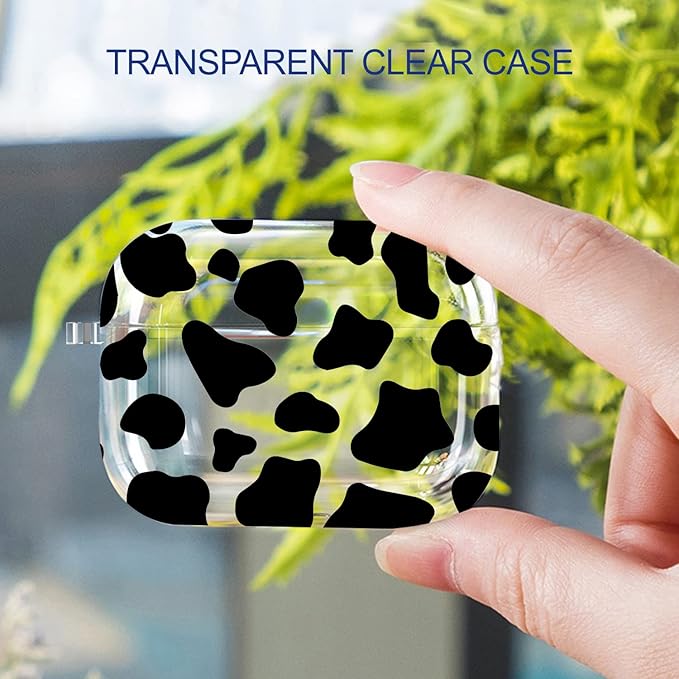 Maxjoy for AirPods Pro 2nd Generation Case, Clear AirPods Pro 2 Case for Women Girly Cute Protective AirPod Pro 2 Cover with Keychain Strap for AirPod Pro 2nd Gen Cover 2023/2022, Cow Print