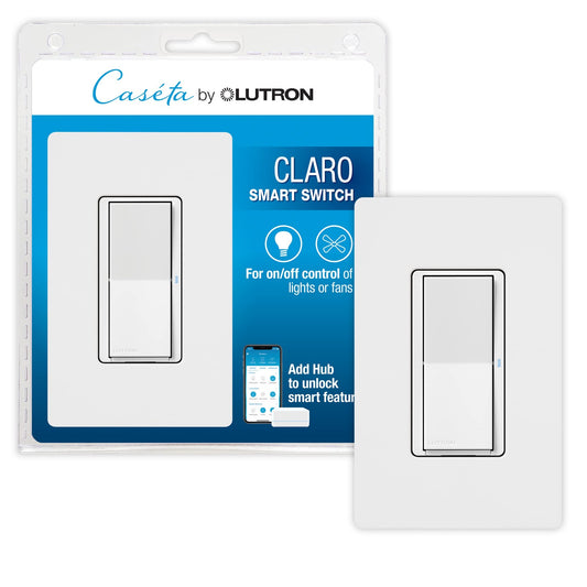 Lutron Caseta Claro Smart Switch & Wallplate for LED Lights (Smart Hub Req)