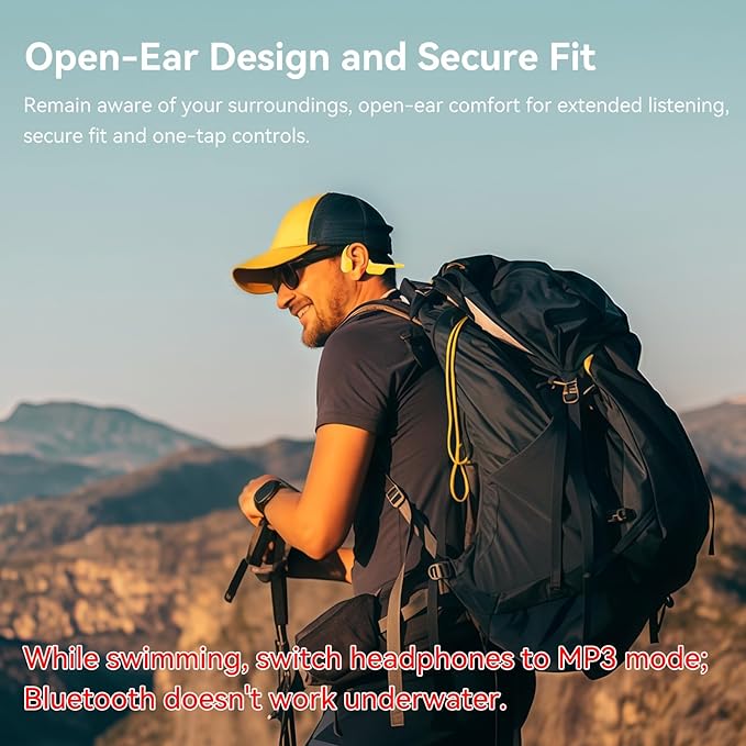 Swimming Headphones IP68 Waterproof, Open Ear Bone Conduction Underwater Headphones Bluetooth 5.4& MP3 with 32GB Memory Card, Soft/Skin/Lightweight Sound Swim Earbuds-SurfAudio(Green
