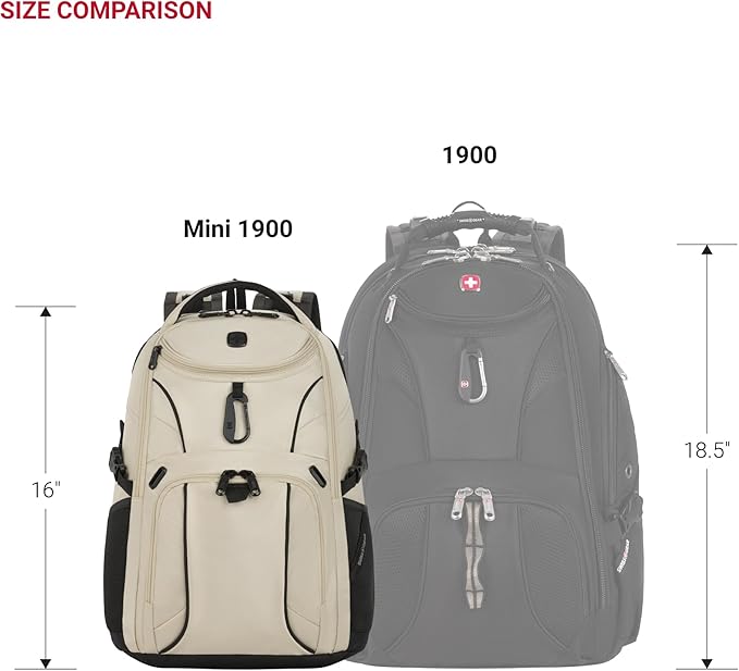 SwissGear 1900 Mini ScanSmart 16-Inch Backpack, Fits Up to 13-Inch Laptop, RFID Protection & ScanSmart TSA-Friendly Compartment, Oatmeal