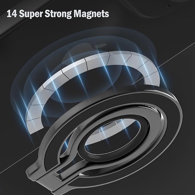 Thin Fit for MagSafe Snap Phone Grip Ring Holder 360° Rotation Ring Compatible with MagSafe Kickstand Magnetic for iPhone 16/15/14/13/12/11 Samsung, Google Accessories, Silver Orange
