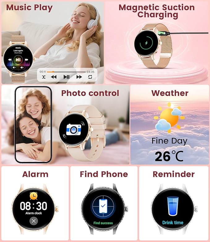 Smart Watch for Women(Answer/Make Calls),1.32" AMOLED Display Fitness Tracker with121 Sports Modes,Heart Rate & Sleep Monitor,Activity Trackers IP68 Waterproof 2 Straps, for Android iOS