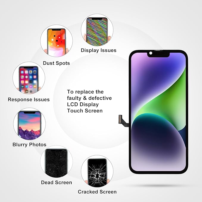 LL TRADER Screen Replacement for iPhone 14 6.1" LCD Retina FHD Display COF Touch Screen Digitizer with Repair Tool Kits, Waterproof Tape, Screen Protector (Truetone programable) New 2025 USA